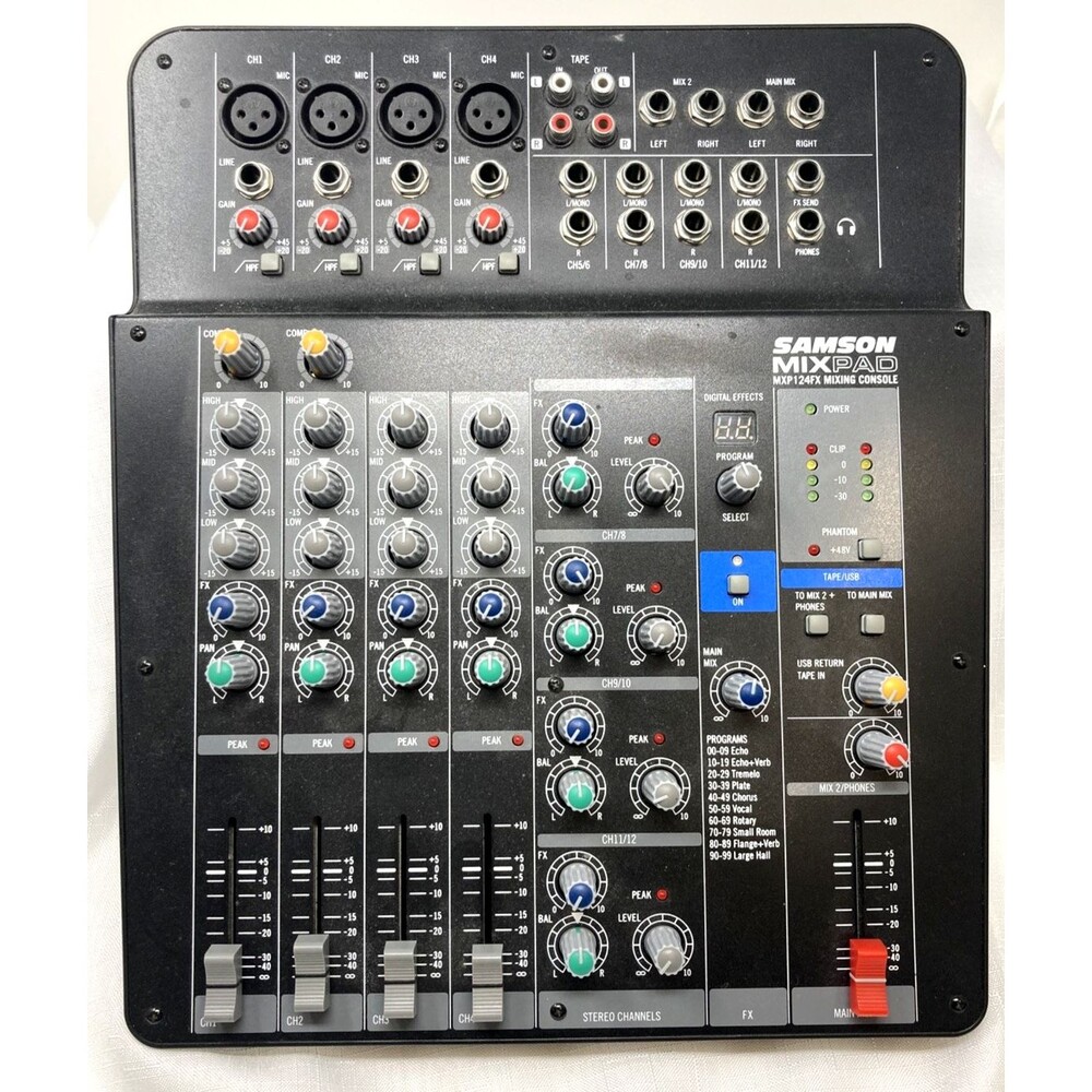 Samson Mix Pad MXP124FX Mixer & SASMS124 Stand Adapter 12 Channel with Effects